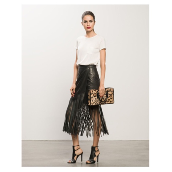 Context Dresses & Skirts - Context: Faux Leather Fringe Skirt